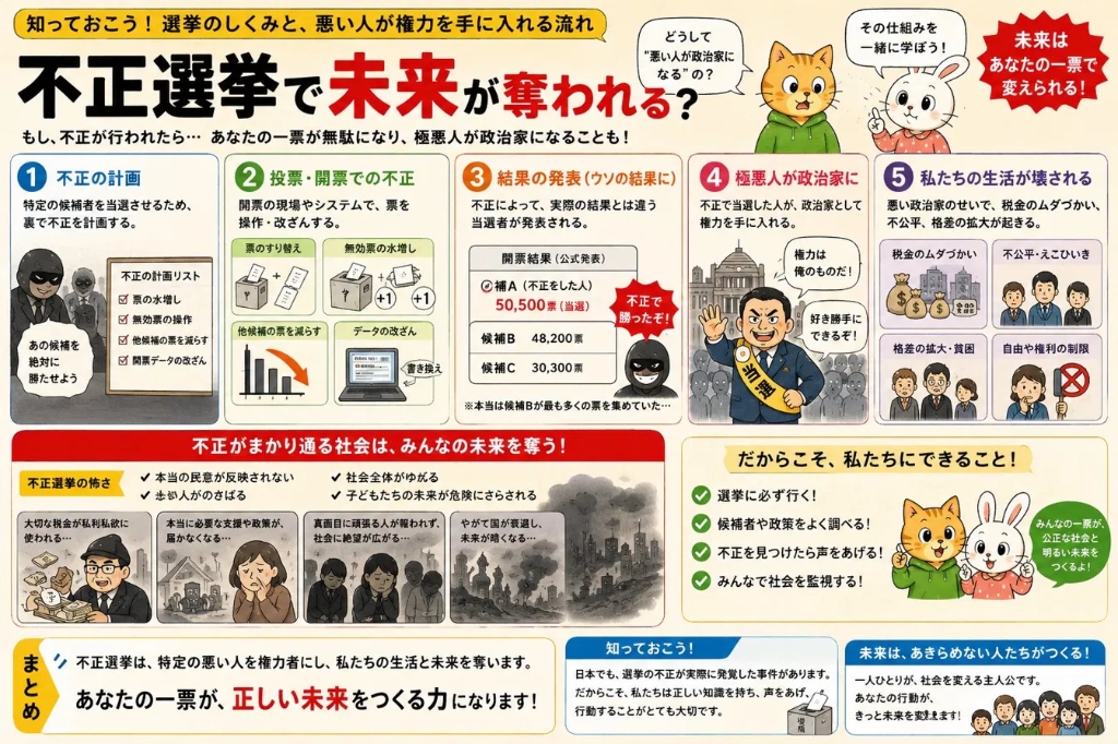 選挙不正解説インフォグラフィック(シナリオ版)