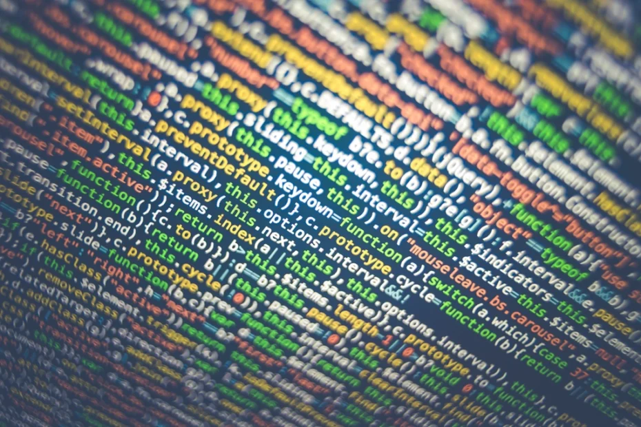 カラフルなソースコードのクローズアップ