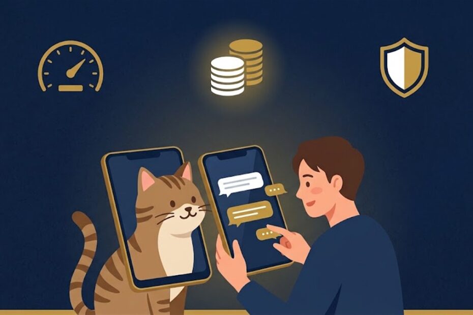 AIと話せるサービスの開発記：茶トラ猫のAIとスマホで会話する人と、速度・費用・安全のアイコン